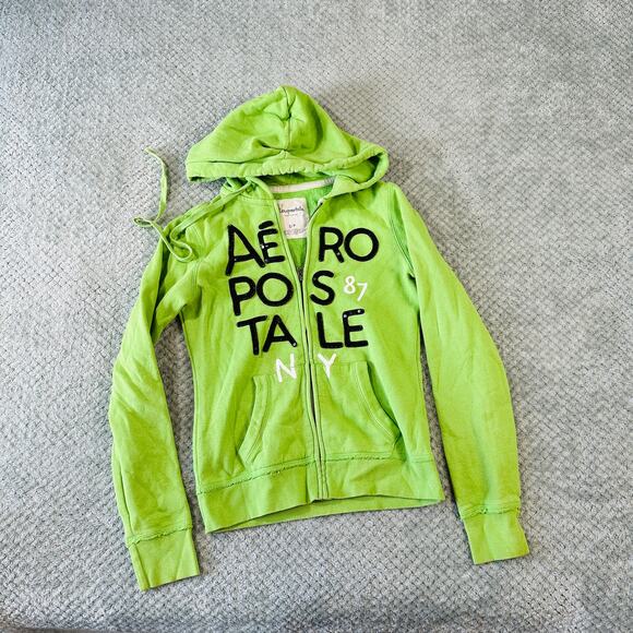 Aeropostale Tops - vtg y2k lime green aeropostale full zip hoodie sweatshirt wmns S